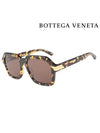 Eyewear Big Square Leopard Sunglasses Yellow Brown - BOTTEGA VENETA - BALAAN.