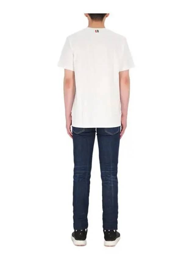 Men's Side Slit Relaxed Short Sleeve T-Shirt White - THOM BROWNE - BALAAN 5