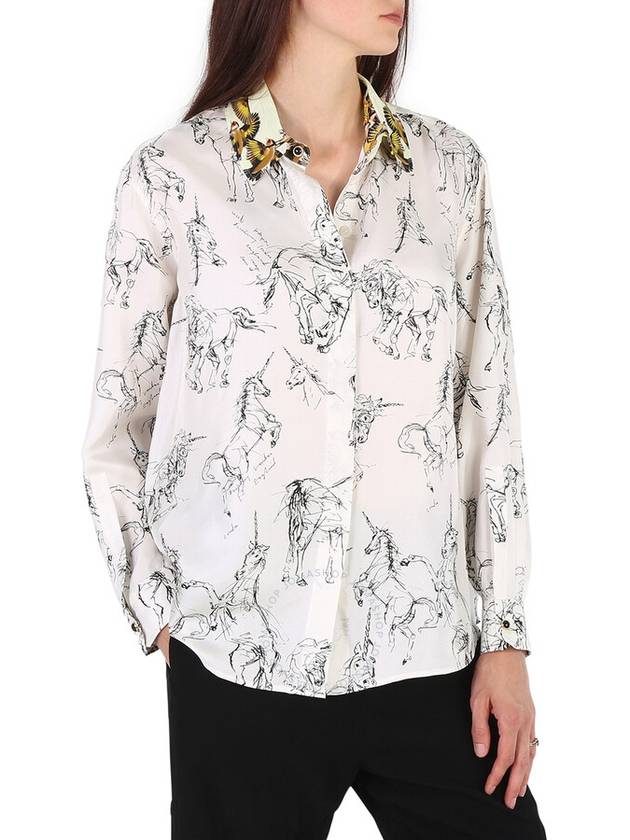 Burberry Ladies White / Black Ruka Unicorn Sketch Print Shirt, Brand Size 8 (US Size 6) - BURBERRY - BALAAN 2