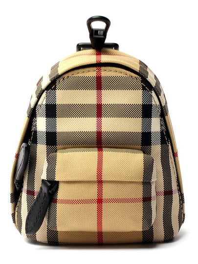 Jett Check Mini Canvas Backpack Charm Key Holder Beige - BURBERRY - BALAAN 2