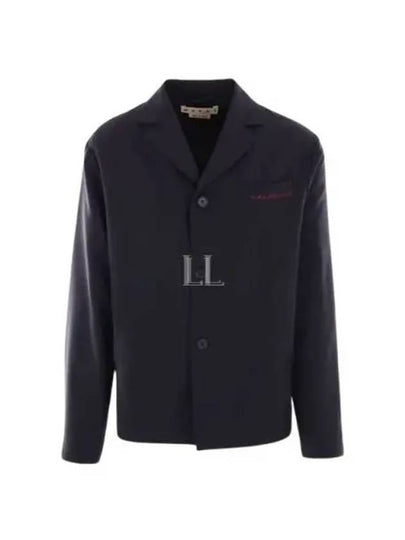 3-Button Single Boxy Jacket Blue Black - MARNI - BALAAN 2