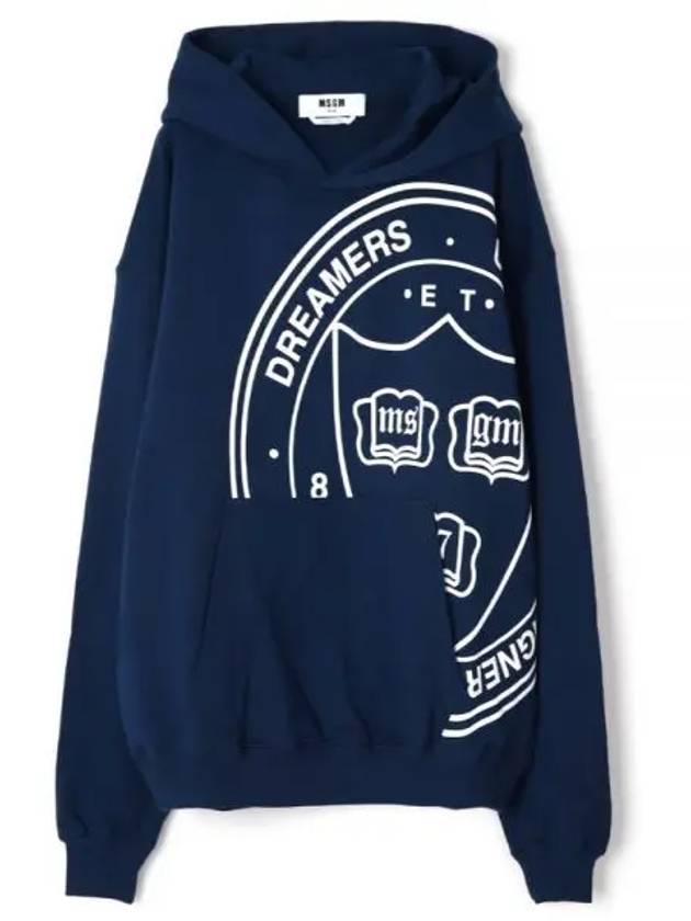 Logo Graphic Print Cotton Hoodie Navy - MSGM - BALAAN 2