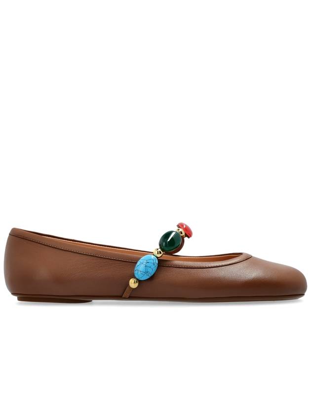 Gianvito Rossi Leather Ballet Flats Shanti Mary Jane, Women's, Brown - GIANVITO ROSSI - BALAAN 1