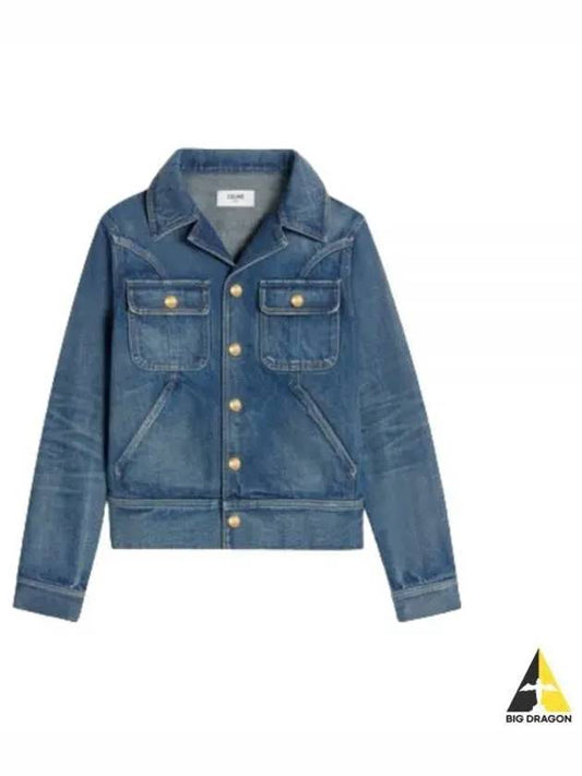 Trucker Denim Jacket Blue - CELINE - BALAAN 2