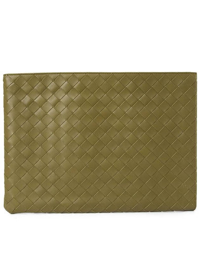 Intrecciato Half-Zip Clutch Bag Green - BOTTEGA VENETA - BALAAN 2