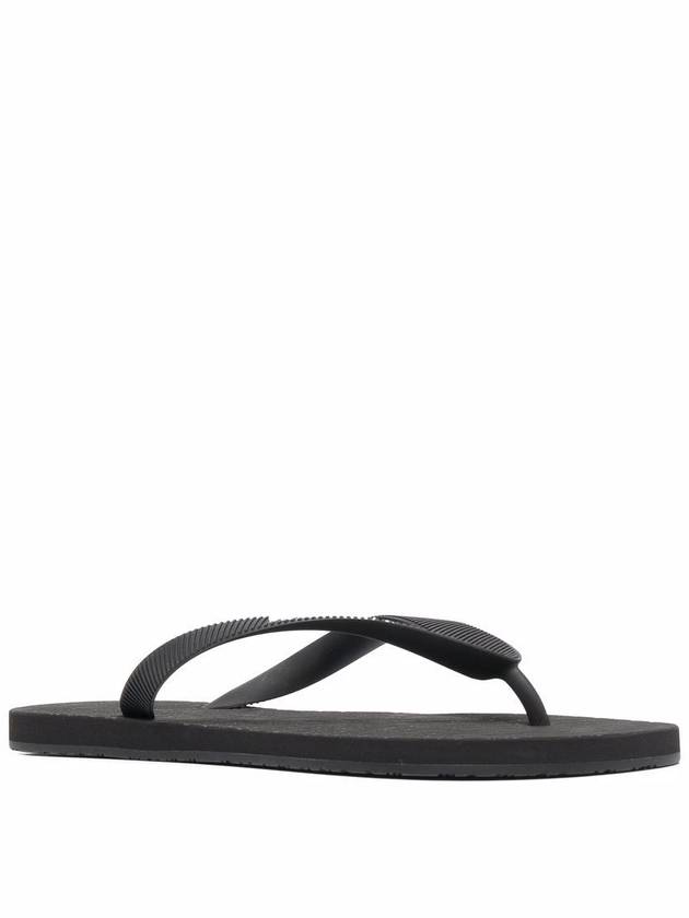 Logo Strap Rubber Flip Flops Black - VETEMENTS - BALAAN.