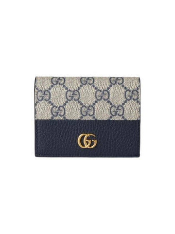 GG Marmont Supreme Canvas Bifold Card Wallet Beige Blue - GUCCI - BALAAN 1