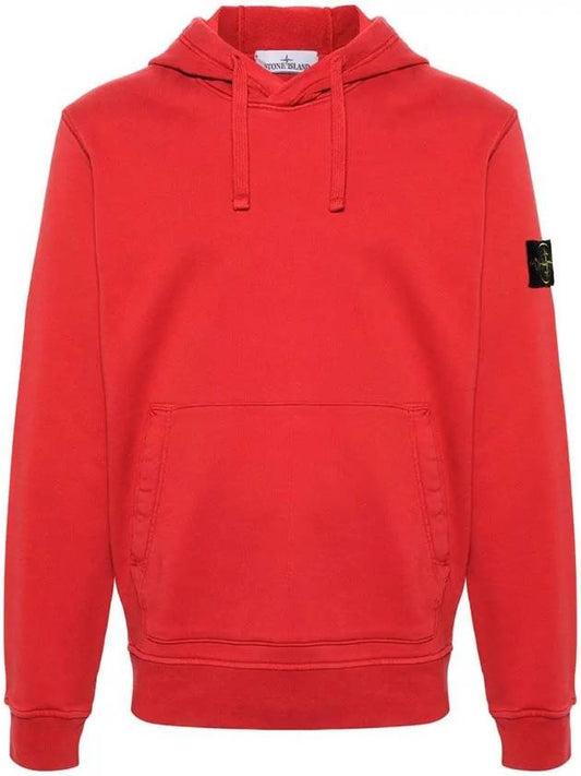 Logo Patch Cotton Fleece Hoodie Red - STONE ISLAND - BALAAN 2