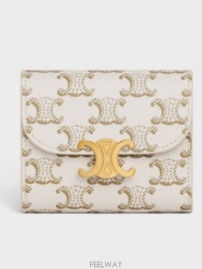 Triomphe Canvas Small Half Wallet White Tan - CELINE - BALAAN 2