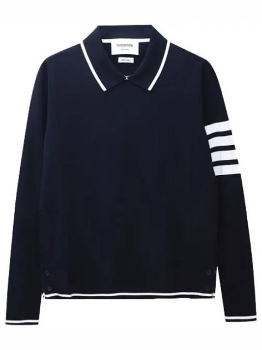 Diagonal Striped Viscose Tipping Pullover Women s Collar - THOM BROWNE - BALAAN 1