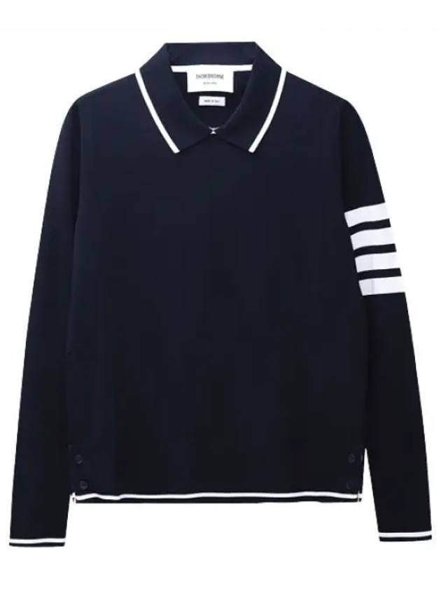 Women's Tipping Jersey Viscose Polo Shirt Navy - THOM BROWNE - BALAAN 2