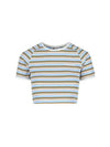 80s Rib Stripe Crop Baby Short Sleeve T Shirt Sky Blue - ADIDAS - BALAAN 1