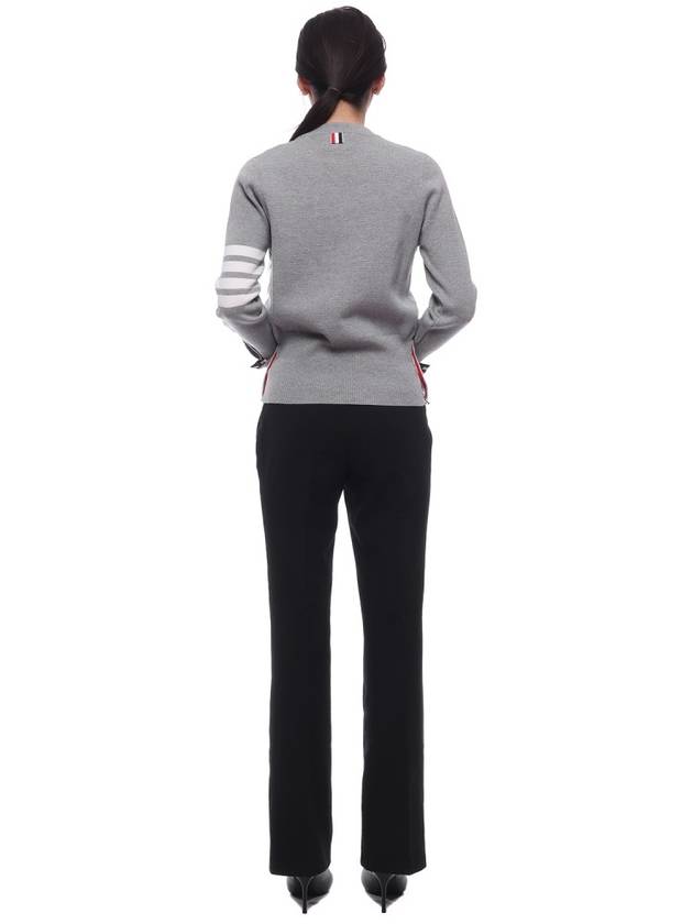 4-Bar Milano Stitch Crew Neck Knit Top Light Grey - THOM BROWNE - BALAAN 6