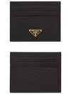 Saffiano Leather Triangle Logo Card Wallet Black Gold - PRADA - BALAAN 2