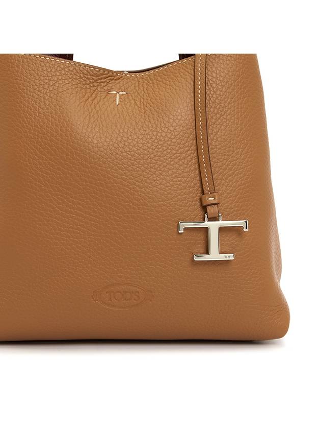 Logo Mini Leather Tote Bag Brown - TOD'S - BALAAN 10