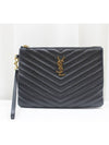 Monogram Matelasse Leather Clutch Black 379039 - SAINT LAURENT - BALAAN 1