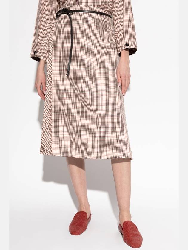 Bottega Veneta Plaid Skirt, Women's, Red - BOTTEGA VENETA - BALAAN 3