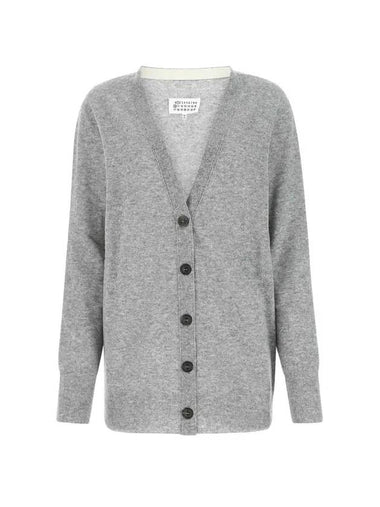 Women's V-neck Knit Wool Cardigan Grey - MAISON MARGIELA - BALAAN 1