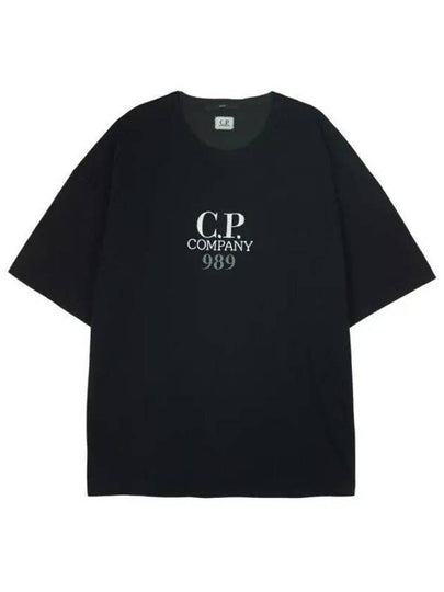 20/1 Jersey Boxy Logo Short Sleeve T-Shirt Black - CP COMPANY - BALAAN 2