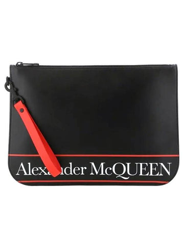 Logo Clutch Bag Black - ALEXANDER MCQUEEN - BALAAN.