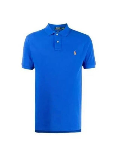 Men's Pony Slim Fit Short Sleeve Polo Shirt Blue - POLO RALPH LAUREN - BALAAN 2