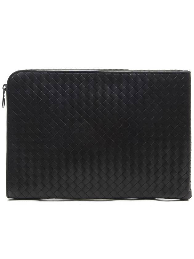 Intrecciato Weaving Zipper Medium Clutch Bag Dark Brown - BOTTEGA VENETA - BALAAN 2