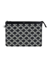 Strap Triomphe Canvas Two-Tone Calfskin Pouch Bag Black - CELINE - BALAAN 1