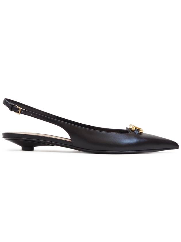 V Logo Bold Edition Sling Back Ballerina Black - VALENTINO - BALAAN 3