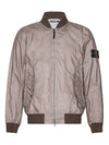 Men's Wappen Patch Zip-Up Bomber Jacket Grey Brown - STONE ISLAND - BALAAN 3