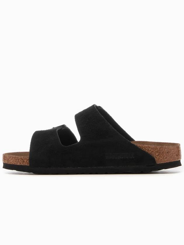 Arizona Suede Leather Slippers Black - BIRKENSTOCK - BALAAN 3