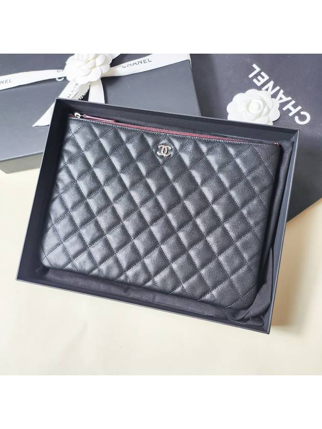 Clutch Medium Classic Clutch Black Caviar Silver A82545 - CHANEL - BALAAN 10