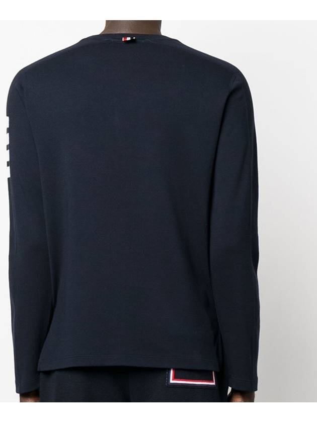 4-Bar Striped Cotton Long Sleeve T-Shirt Navy - THOM BROWNE - BALAAN 5