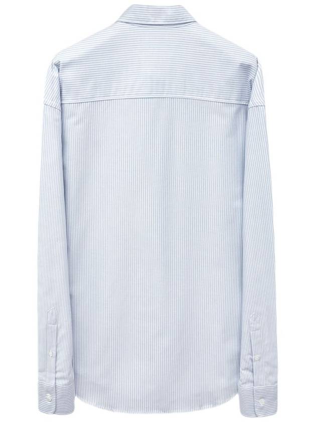 Heart Logo Stripe Oversized Fit Long Sleeve Shirt White Light Blue - AMI - BALAAN 3