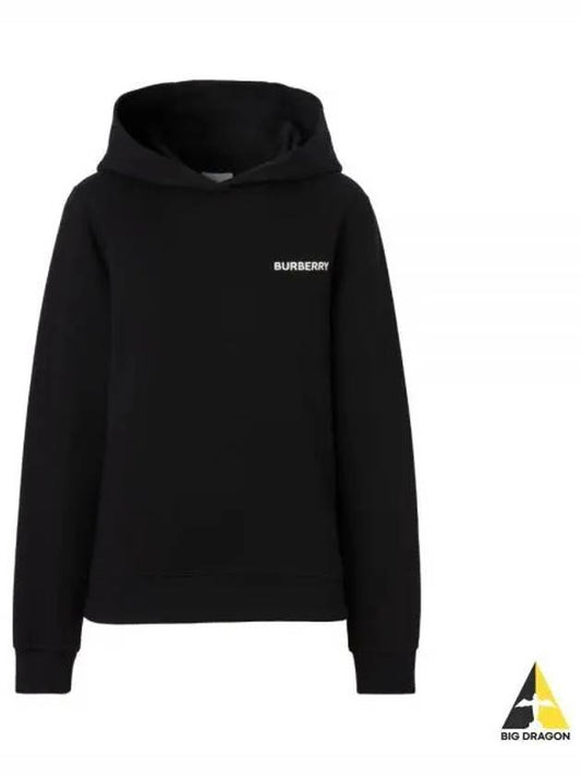 Horseferry Logo Print Cotton Hoodie Black - BURBERRY - BALAAN 2