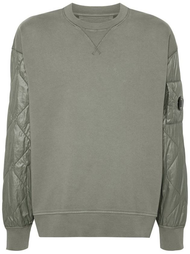 Diagonal Raised Fleece Mixed Quilted Crew Neck Sweatshirt Green - CP COMPANY - BALAAN 2