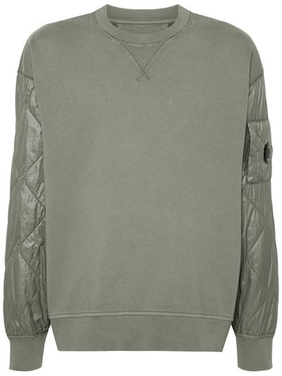 Diagonal Raised Fleece Mixed Quilted Crew Neck Sweatshirt Green - CP COMPANY - BALAAN 2