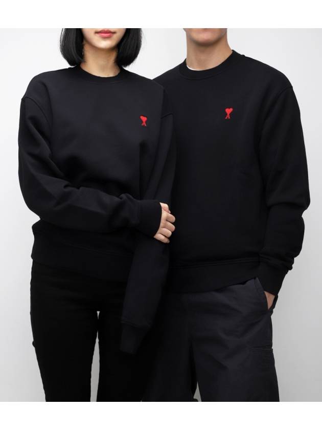 Small Heart Logo Sweatshirt Black - AMI - BALAAN 9