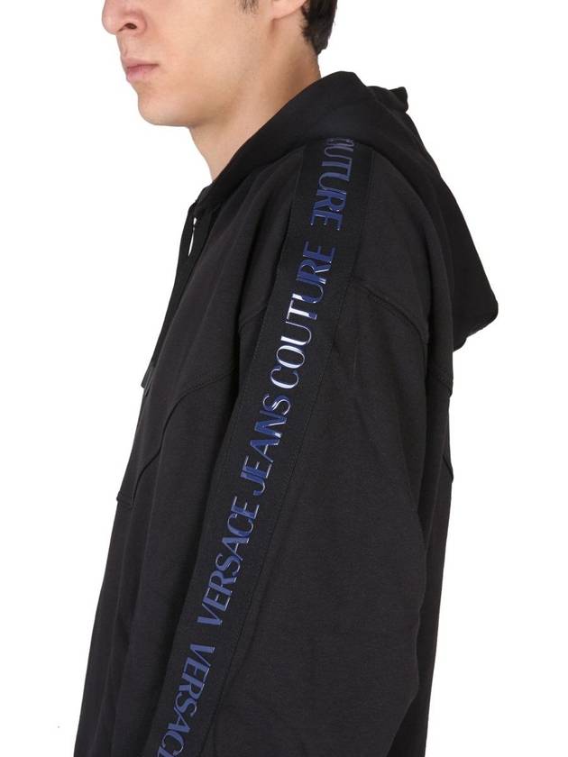 Men's Logo Patch Line Hoodie Black - VERSACE - BALAAN 5