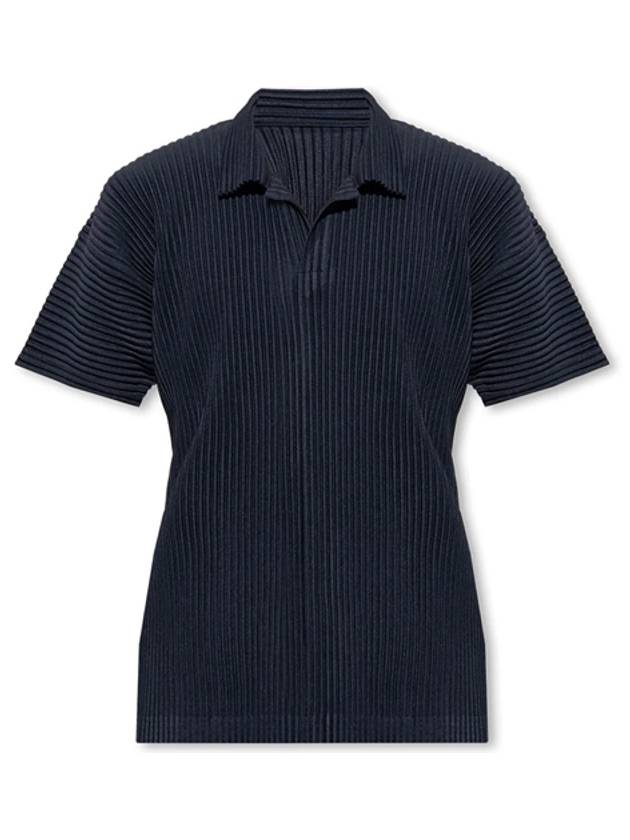 Pleated Polo Shirt Navy - ISSEY MIYAKE - BALAAN 2