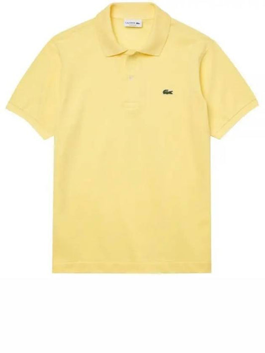 Men's Logo Classic Fit Short Sleeve PK Shirt Yellow - LACOSTE - BALAAN.