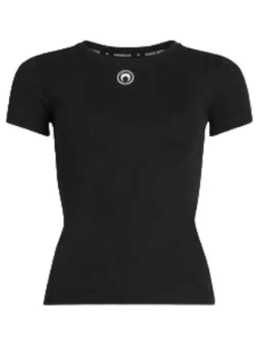 Marine Serre Organic Cotton Rip T Shirt Black Short Sleeve Tee - MARINE SERRE - BALAAN 1