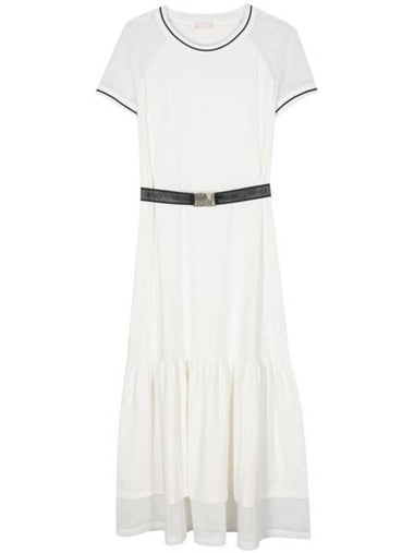 Women s Semi See through Panel Belt Dress TA4264JS088 10604LIGHT IVORY BPG - LIU JO - BALAAN 1