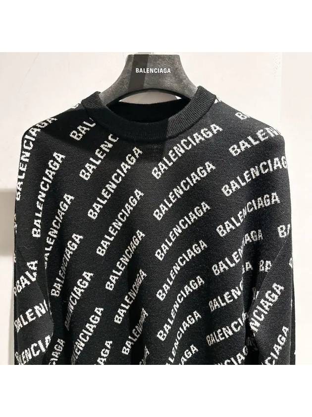 All-Over Mini Logo Wool Knit Top Black - BALENCIAGA - BALAAN 3