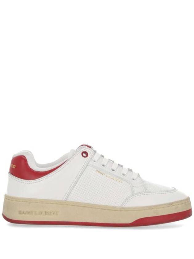 Logo Calf Leather Low Top Sneakers White - SAINT LAURENT - BALAAN 2