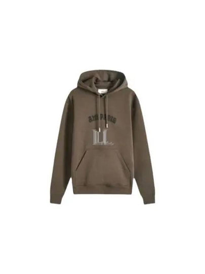 Classic Logo Print Hoodie Brown - AMI - BALAAN 2