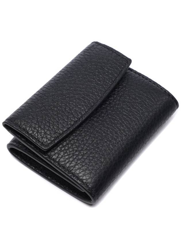 Trifold Stitched Leather Half Wallet Black - MAISON MARGIELA - BALAAN 6