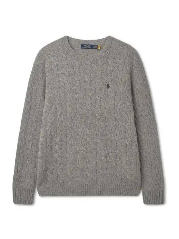 Cable knit wool cashmere sweater gray - POLO RALPH LAUREN - BALAAN 1