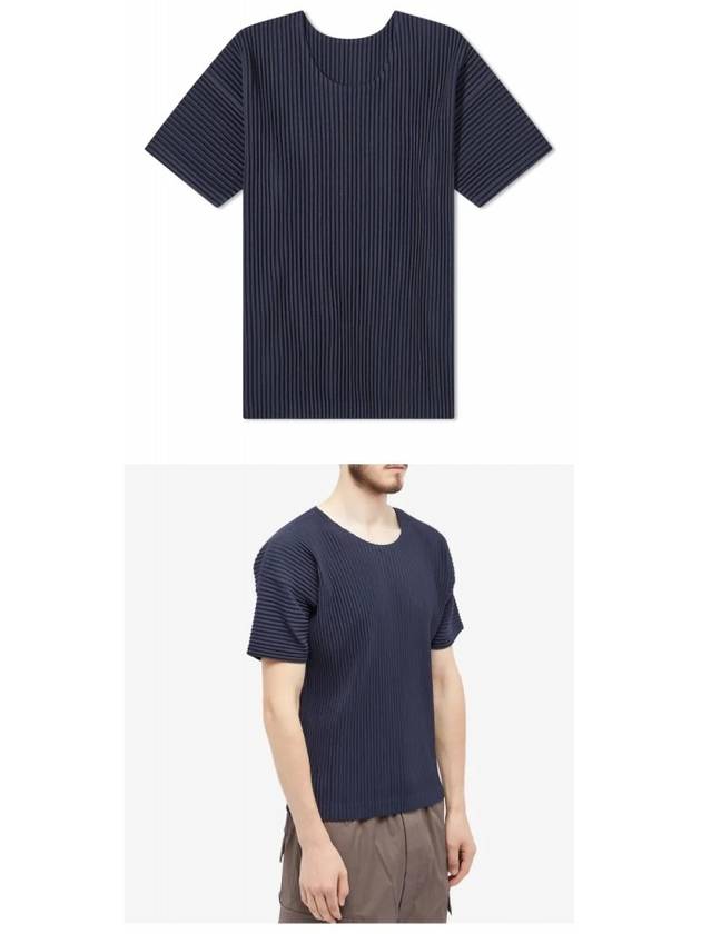 Pleated Fabric Short Sleeve T-Shirt Blue - ISSEY MIYAKE - BALAAN 5