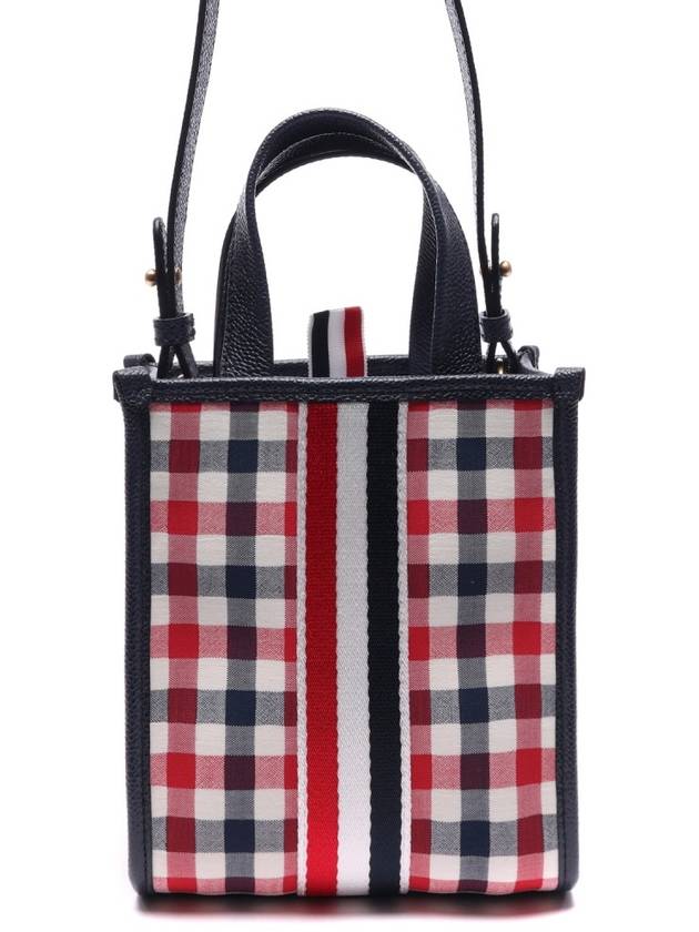 Webbing Striped Gingham Wool Seersucker Mini Tote Bag - THOM BROWNE - BALAAN 3