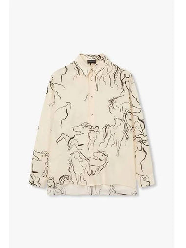 Men s Horse Print Rayon Shirt Light Beige - EMPORIO ARMANI - BALAAN 1